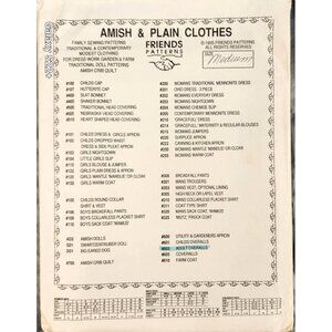 1993 Friends Patterns #603 Medium Adult Overalls Sewing Pattern Amish & Plain Cl